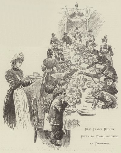 Jantar de Ano Novo dado a crianças pobres em Brighton de William Douglas Almond